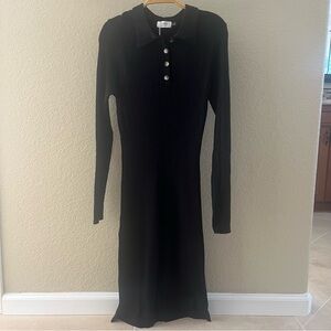 Bluivy Black Sweater Ribbed Dress